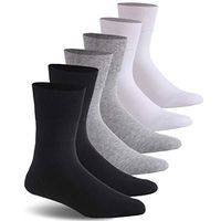 Facool Diabetic Socks for Men Women,Circulatory Socks,Medical Socks for Neuropathy, Edema, Diabetes 6 Pairs Black/White/Grey Large