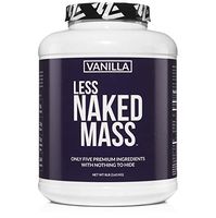 Vanilla Less Naked Mass - All Natural Weight Gainer Protein Powder - 8lb Bulk, GMO Free, Gluten Free & Soy Free. No Artificial Ingredients - 1,260 Calories - 11 Servings