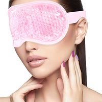 Sleeping Weighted Eye Mask for Woman Man Reusable Gel Beads Ice Pack with Soft Plush Backing Hot Cold Therapy Eye Pillow for Puffy Eyes, Dark Circles, Headaches, Migraines, Stress Relief - Pink