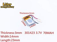 3.7V 70mAh 301423 Lithium Polymer Ion Rechargeable Battery Lithium Polymer Li-Po Battery for MP4 GPS MP3 Bluetooth Stereo DIY Gift