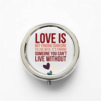 RhyNSky Love Isnt Finding Someone You Can Live With Quote Mini Portable Pocket Purse Pill Box Case Pillbox, 3 Compartments, Silvery, 280