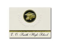 Signature Announcements E. O. Smith High School (Storrs, CT) Graduation Announcements, Presidential style, Basic package of 25 Cap & Diploma Seal. Black & Gold.