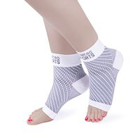 Athletec Sport Compression Foot Sleeves with Arch Support to Help Relieve Plantar Fasciitis Aches, Pains, Swelling, Heel Pain, and Treatment for Everyday Use - Size Medium in White (One Pair)