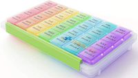 Monthly Pill Organizer, Daily Month Pill Box, 28 Day Case, Extra Large One Month Container, 4 Week Planner, 1 Month Dispenser, Easy Open Arthritis Friendly With Travel Case – Mediz