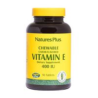 NaturesPlus Vitamin E Chewable - 400 iu, 90 Vegetarian Tablets - Natural Carob Flavor - Healthy Cardiovascular Function, Free-Radical Defense & Overall Wellbeing - Gluten-Free - 90 Servings