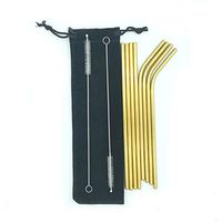 Straws Drinking Reusable, 8-piece set Stainless Steel Straws Metal Drinking Straws, (4 Straight|4 Bent|2 Brush)