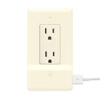 SnapPower USB Charger Outlet Wall Plate Cover - No Batteries Or Wires - Installs In Seconds - (Décor, Light Almond) (1 Pack)