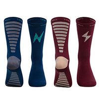 Time May Tell Compression Athletic Crew Socks for Men & Women,Fit for Running,Outdoor Sports,Travel 2Pack(Red,Blue 7”-11”)