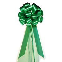 Emerald Green Wedding Pull Bows with Tulle Tails - 8" Wide, Set of 6, Spring, Summer, Earth Day, St. Patrick's Day, Spring, Wedding, Reception, Birthday, Wreath, Easter