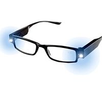 Danse Jupe Multi Strength Reading Glasses Nighttime Reader Glasses with Dual LED Lights Compact Full Frame Eyewear for Clear Vision +2.50