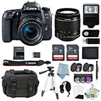 Canon EOS Rebel 77D Bundle with EF-S 18-55mm f/4-5.6 is STM Lens + Advanced Accessory Kit - Includes to Get Started