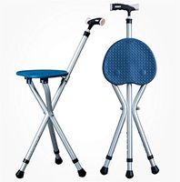 ZWH-Walking Cane Crutch Cane Seat Adjustable Folding Walking Cane Chair Stool Massage Walking Stick with (Color : Blue)