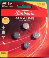 AG13 X 4 Replaces 357 Alkaline Batteries