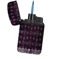 Skull Floral Chain - Sunshine Cases Matte Black Rubber Grip Flameless Turbo Pocket Lighter