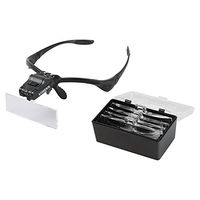 Aomekie Head Magnifier with light magnifying Glasses Visor Bracket and Headband with hands free - 5 Lenses 1.0X/1.5/2/2.5/3.5X (Button Battery)