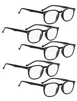 READING GLASSES 5 pack Vintage Frame Readers (Black, 2.25)