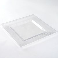 BalsaCircle 20 pcs 10.75-Inch Clear with Honeycomb Plastic Square Plates - Disposable Wedding Party Catering Tableware
