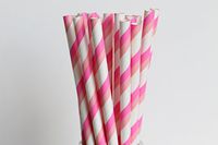 Light and Hot Pink Striped Paper Straws (50)