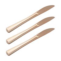 Exquisite 160 Disposable Plastic Rose gold Knives Silverware, Fancy Plastic Cutlery, Heavy Duty Quality Utensils for Catering Formal Events, Wedding, Parties, Dinner and all other occasions
