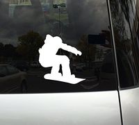 Snowboard Trick #4 - Mountain Downhill Competitive Jump - 5" White Vinyl Decal Sticker Car Macbook Laptop