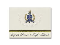 Signature Announcements Lyons Senior High School (Lyons, NY) Graduation Announcements, Presidential style, Elite package of 25 with Gold & Blue Metallic Foil seal