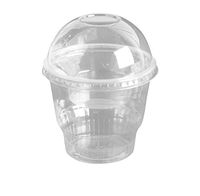 12oz Clear Plastic Dessert Cups with 4oz Parfait Insert & Lids, 3-piece (100 Count, Dome Lid - No Hole)
