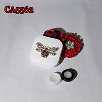 CA5562 Metal and Diamond bee Deco Contact Lens case, Portable Travel Kits (White bee)