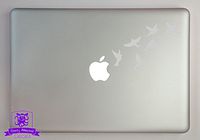Overly Attached Decals Small Flock of Birds in Flight Vinyl Decal Sized to Fit A 15" Laptop - Grey