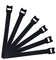 Vkey 50 PCS Reusable Fastening Cable Ties, Microfiber Cloth 6-Inch Cord Ties (Black) Compatible with Hook Loop
