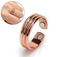 Copper Magnetic Therapy Ring - Magnetic Ring Copper Arthritis Aid Therapy Pain Healing Health Adjustable Size (Rose Gold)