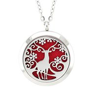 FANSING Christmas Necklaces for Women Deer Pendant Holiday Jewelry Stainless Steel Aromatherapy Essential Oil Diffuser Necklace Locket with Refill Pads