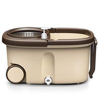 CCFCF Rotating Mop with Wheels, 5 Microfiber Mop Heads and 1 Floor Brush Head 360° Rotating Mop