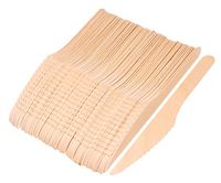 Mini Skater 100 Pcs 6.2 Inch Wooden knives Biodegradable Natural Large Flatware Tableware Utensils for Kids Adults Craft Art Supplies Graduation Tea Birthday Wedding Party (Knives)