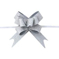 20 PCS Pull Bow,Large, 6 Inches,Sparkling Bow, Wedding Decorations, Christmas Gift Ribbons, 20 pcs,Sparkling (Silver)