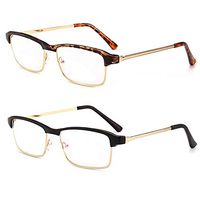 KoKoBin Half Frame Reading Glasses Blue Light Blocking Metal Frame Computer Glasses for Reading UV Protection Anti Glare Anti Reflection 1.50 Strength
