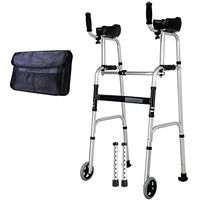 Elderly People Foldable Walker Auxiliary Walker, Wheel Walking Frame with Armrest Support Pad - Lightweight Aluminium - Lower Limb Rehabilitation Training