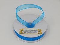 #3 Wired Edge Sheer Organza Ribbon for Floral, Fashion, Craft, Scrapbooking, Gift Wrapping, Hair Bows, Wedding, Baby Shower, and Decorating Projects. (5/8 Inch x 25 Yard, Turquoise)