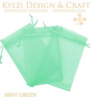 100 Pcs Mint Green 5x7 Sheer Drawstring Organza Bags Jewelry Pouches Wedding Party Favor Gift Bags Gift Bags Candy Bags [Kyezi Design and Craft]