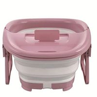 JJDD'G Spa Collapsible Footbath, Mobile Phone Holder, Portable Handle Design, Foot Bottom Massage, Improves Circulation, Soothe Tired Muscles, Collapsible Tub for Easy Storage,Pink