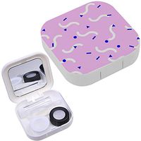 Portable Contact Lens Case Box Travel Kit Mirror + Bottle + Tweezers Container Holder [ Geometric Retro ]