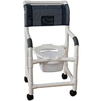 MJM International 118-3TL-SSDD-FF-SQ-PAIL Standard Shower Chair with Total Lock Casters Folding Footrest and Commode Pail, Dual Usage Soft Seat, 300 oz Capacity, 40.5" Height x 22" Width x 25.25" Depth, Royal Blue/Forest Green/Mauve