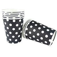 Kylin Express Disposable Paper Cup Coffee Paper Cup White Dots 50 Count 8.25 oz Black