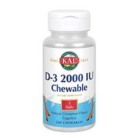 KAL D-3 2000 IU Sugarless Chewable Cinnamon, 200 Count