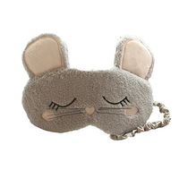 ACTLATI Cartoon Mouse Plush Sleep Eye Mask Cute Animal Night Blindfold for Women Girls, Grey, One Size