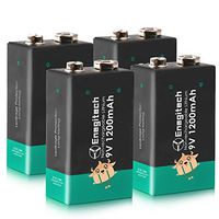 Enegitech 9V Lithium Batteries 1200mAh Smoke Detector Battery 10Year Shelf Life for Fire Alarm Multimeter Walkie Talkie 4Pack (Don’ Recharge)