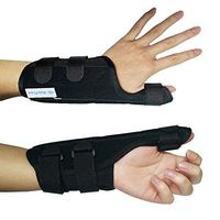 Reversible Thumb Spica Support Brace, Adjustable Size Thumb Splint, Used to Relieve Arthritis, Tenosynovitis, Sprains, Strain Pain, Trigger Thumb Immobilizer, Black (Black (Left))
