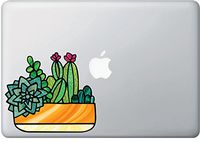 Potted Succulent Plants -D1- Cactus - Stained Glass Style Vinyl MacBook Laptop Decal - Copyright 2016 Yadda-Yadda Design Co. (Size Choices) (MED 6"w x 5.25"h)