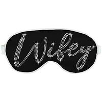 Bride Sleep Mask - Crystal Rhinestone Wifey Sleep Mask - Bridal Shower Gifts, Supplies Blackout Eye Mask - Black with White Piping