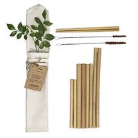 COCOBOO - Organic Bamboo Drinking Straw Set, 8 Straws (6-10 inches), Alternative to Plastic Straws, BPA free, Biodegradable, Natural, Handmade, with Reusable Brush, Pouch, and Bamboo Chopsticks