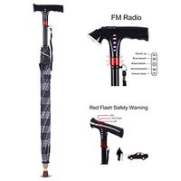 Kimgz 3-in-1 Multi-Function Smart Handle Radio/Led/Umbrella for The Elderly, for Men, Ladies and Teenagers, The Best Gift for Parents